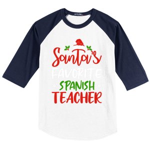 SantaS Favorite Spanish Teacher Funny Christmas Funny Gift Baseball Sleeve Shirt