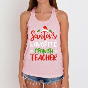 SantaS Favorite Spanish Teacher Funny Christmas Funny Gift Women's Knotted Racerback Tank