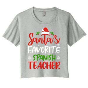 SantaS Favorite Spanish Teacher Funny Christmas Funny Gift Women's Crop Top Tee