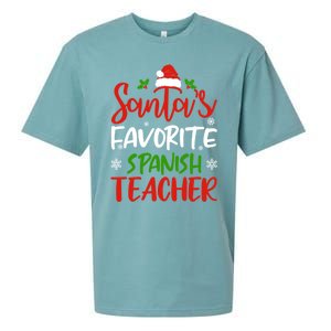 SantaS Favorite Spanish Teacher Funny Christmas Funny Gift Sueded Cloud Jersey T-Shirt