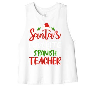 SantaS Favorite Spanish Teacher Funny Christmas Funny Gift Women's Racerback Cropped Tank