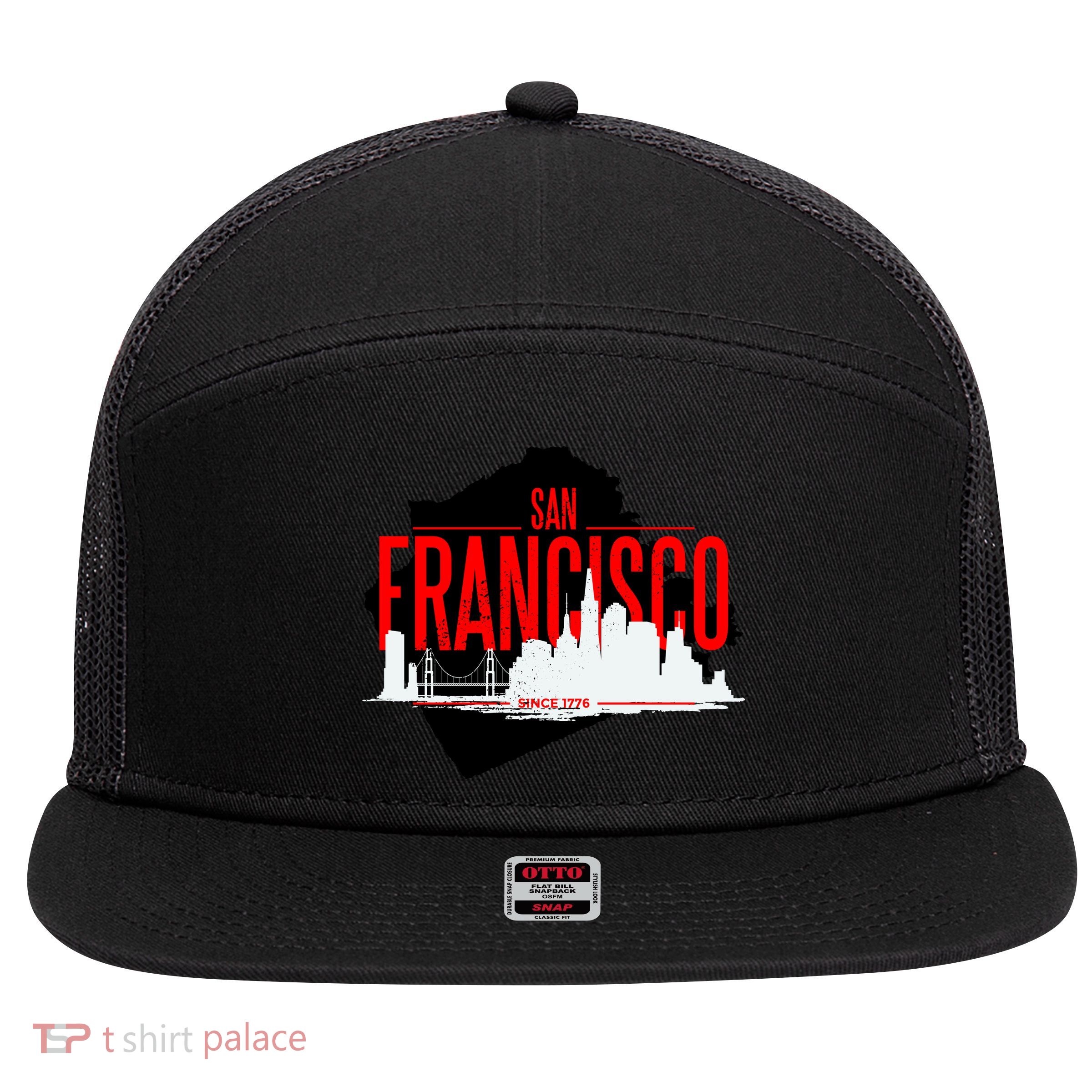 San Francisco Skyline 7 Panel Mesh Trucker Snapback Hat