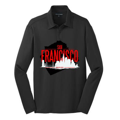 San Francisco Skyline Silk Touch Performance Long Sleeve Polo