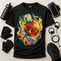 Skull Flame Skater Cooling Performance Crew T-Shirt