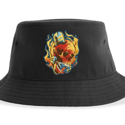 Skull Flame Skater Sustainable Bucket Hat