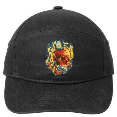 Skull Flame Skater 7-Panel Snapback Hat