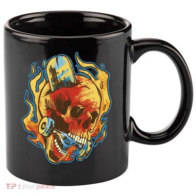 Skull Flame Skater 11oz C Handle Ceramic Mug