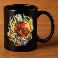 Skull Flame Skater 11oz C Handle Ceramic Mug