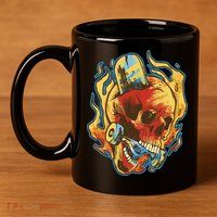 Skull Flame Skater 11oz C Handle Ceramic Mug