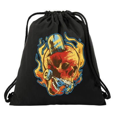 Skull Flame Skater Drawstring Bag
