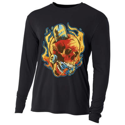 Skull Flame Skater Cooling Performance Long Sleeve Crew
