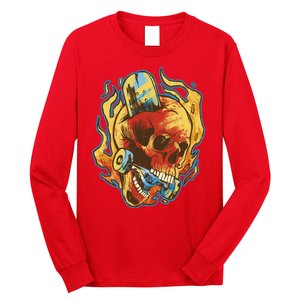 Skull Flame Skater Long Sleeve Shirt