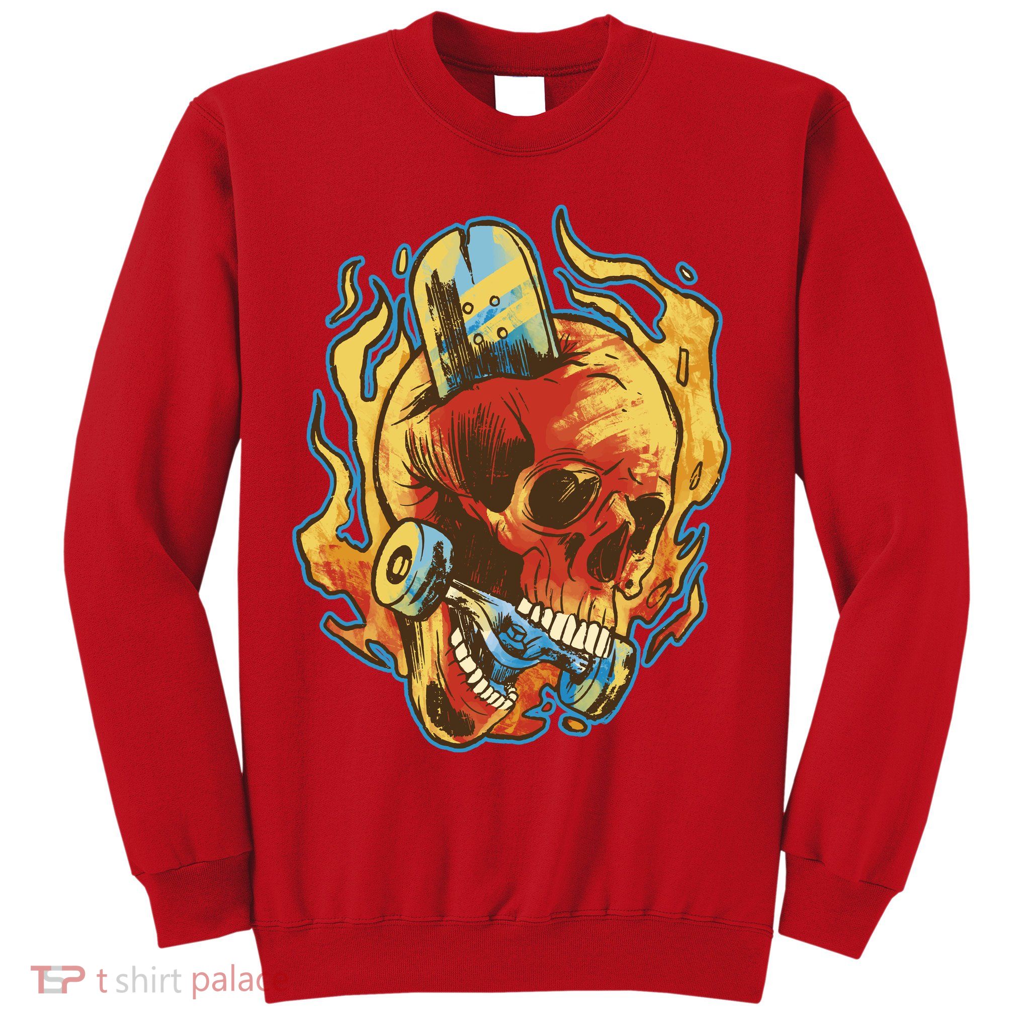 Skull Flame Skater Sweatshirt