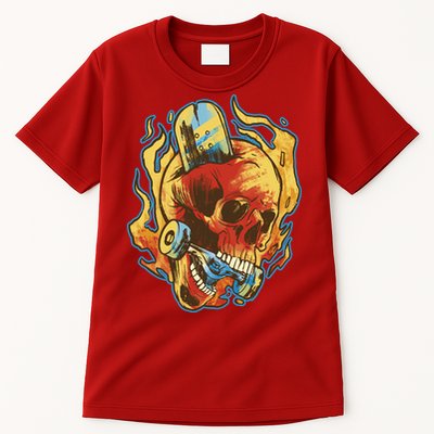 Skull Flame Skater Tall T-Shirt
