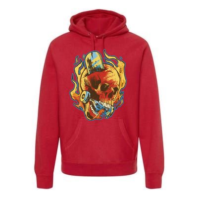 Skull Flame Skater Premium Hoodie