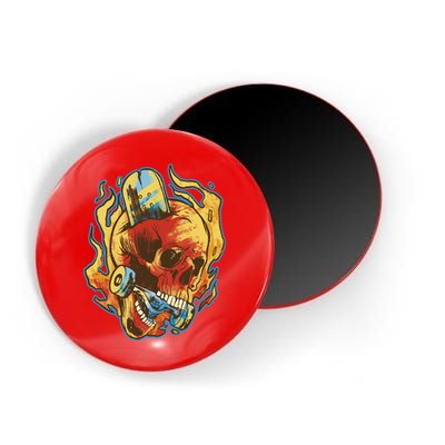 Skull Flame Skater Magnet