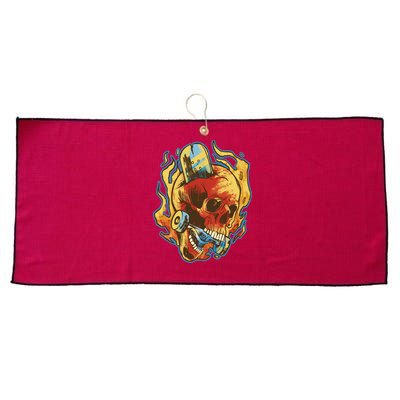 Skull Flame Skater Large Microfiber Waffle Golf Towel