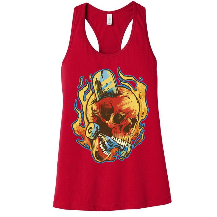 Skull Flame Skater Womens Tank Top