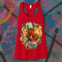 Skull Flame Skater Womens Tank Top