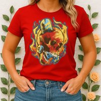Skull Flame Skater Womens T-Shirt