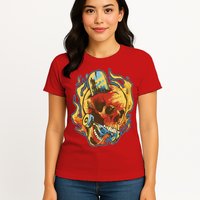 Skull Flame Skater Womens T-Shirt