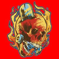 Skull Flame Skater Short Acrylic Beanie