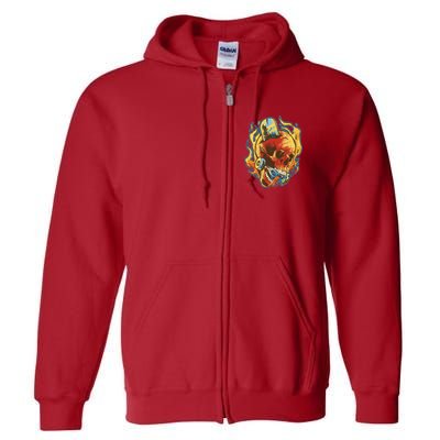 Skull Flame Skater Full Zip Hoodie