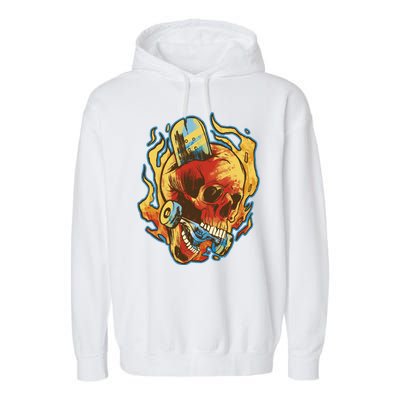 Skull Flame Skater Garment-Dyed Fleece Hoodie