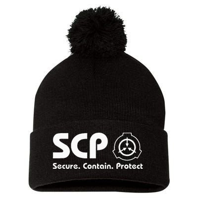 Scp Foundation Scp Secure Contain Protect Pom Pom 12in Knit Beanie