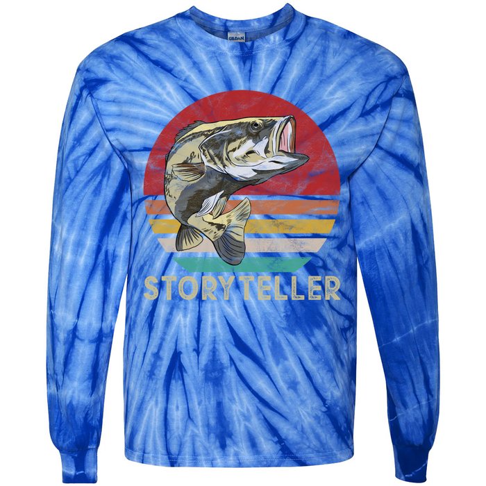 Storyteller Fish Story Telling Funny Gift For Fishing Dad Gift Tie-Dye Long Sleeve Shirt