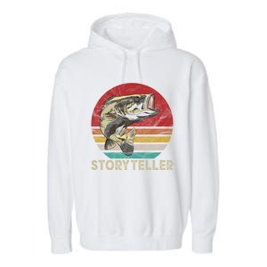 Storyteller Fish Story Telling Funny Gift For Fishing Dad Gift Garment-Dyed Fleece Hoodie