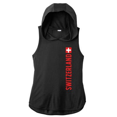 Swiss Flag Switzerland Souvenir Schweiz Gift Suisse Svizzera Ladies PosiCharge Tri-Blend Wicking Draft Hoodie Tank