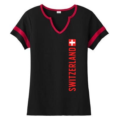 Swiss Flag Switzerland Souvenir Schweiz Gift Suisse Svizzera Ladies Halftime Notch Neck Tee