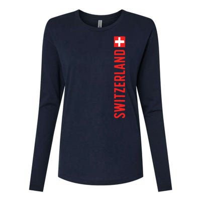 Swiss Flag Switzerland Souvenir Schweiz Gift Suisse Svizzera Womens Cotton Relaxed Long Sleeve T-Shirt