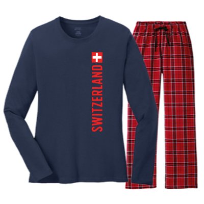 Swiss Flag Switzerland Souvenir Schweiz Gift Suisse Svizzera Women's Long Sleeve Flannel Pajama Set 