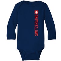 Swiss Flag Switzerland Souvenir Schweiz Gift Suisse Svizzera Baby Long Sleeve Bodysuit