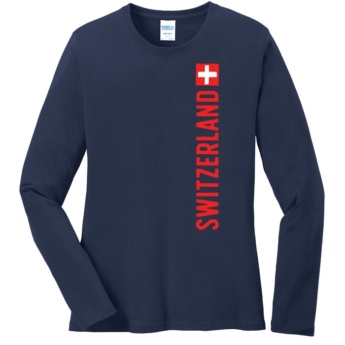 Swiss Flag Switzerland Souvenir Schweiz Gift Suisse Svizzera Ladies Long Sleeve Shirt