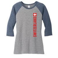 Swiss Flag Switzerland Souvenir Schweiz Gift Suisse Svizzera Women's Tri-Blend 3/4-Sleeve Raglan Shirt