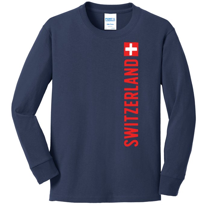 Swiss Flag Switzerland Souvenir Schweiz Gift Suisse Svizzera Kids Long Sleeve Shirt