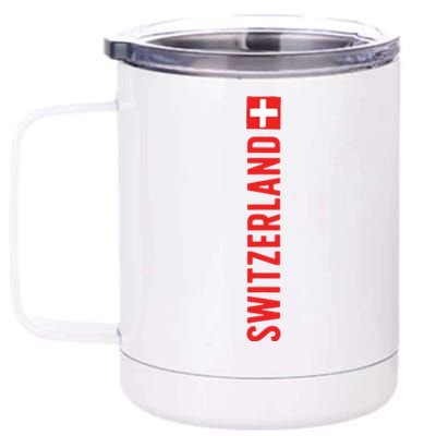 Swiss Flag Switzerland Souvenir Schweiz Gift Suisse Svizzera 12 oz Stainless Steel Tumbler Cup