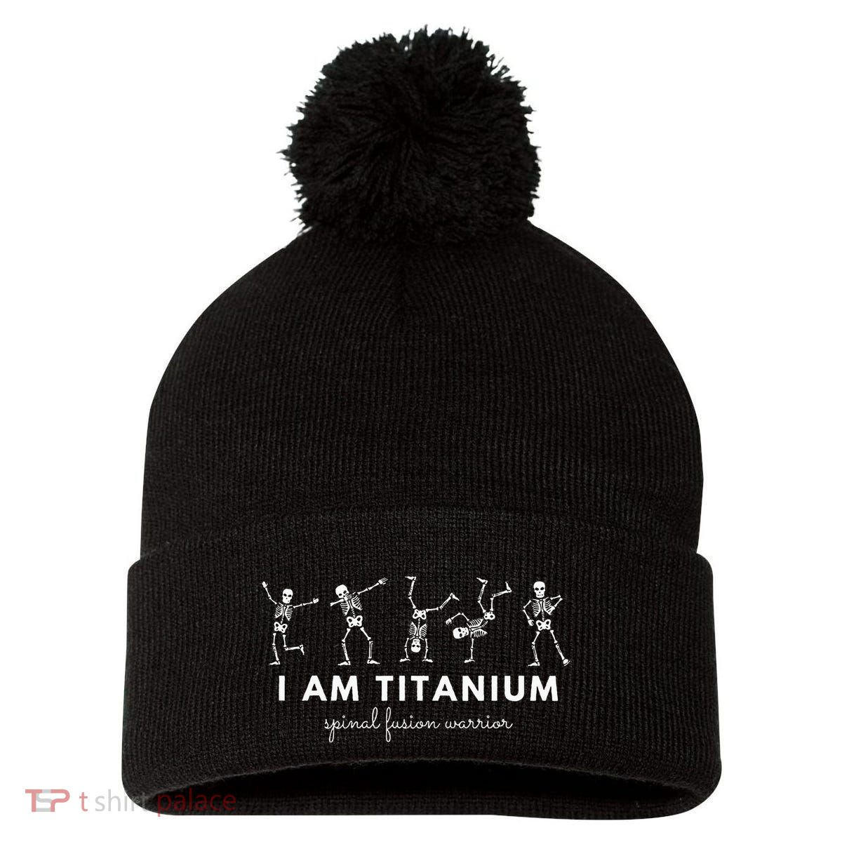 Spinal Fusion Spine Surgery Back Lumbar Recovery Survivor Pom Pom 12in Knit Beanie