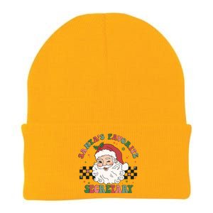 SantaS Favorite Secretary Retro Groovy Santa Face Christmas Funny Gift Knit Cap Winter Beanie