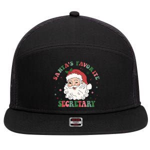 SantaS Favorite Secretary Retro Groovy Santa Face Christmas Funny Gift 7 Panel Mesh Trucker Snapback Hat