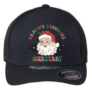 SantaS Favorite Secretary Retro Groovy Santa Face Christmas Funny Gift Flexfit Unipanel Trucker Cap