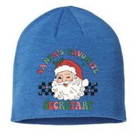 SantaS Favorite Secretary Retro Groovy Santa Face Christmas Funny Gift Sustainable Beanie