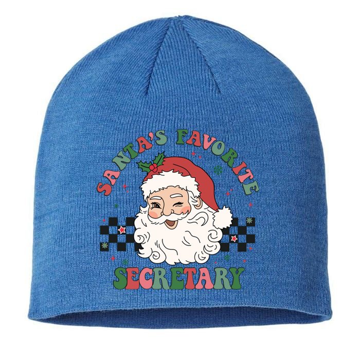 SantaS Favorite Secretary Retro Groovy Santa Face Christmas Funny Gift Sustainable Beanie