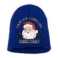 SantaS Favorite Secretary Retro Groovy Santa Face Christmas Funny Gift Short Acrylic Beanie