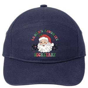 SantaS Favorite Secretary Retro Groovy Santa Face Christmas Funny Gift 7-Panel Snapback Hat