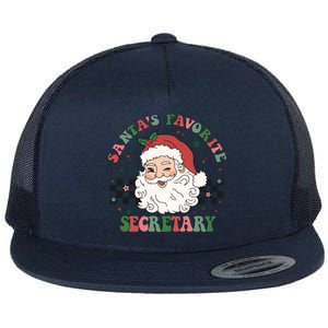 SantaS Favorite Secretary Retro Groovy Santa Face Christmas Funny Gift Flat Bill Trucker Hat