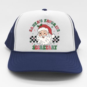 SantaS Favorite Secretary Retro Groovy Santa Face Christmas Funny Gift Trucker Hat